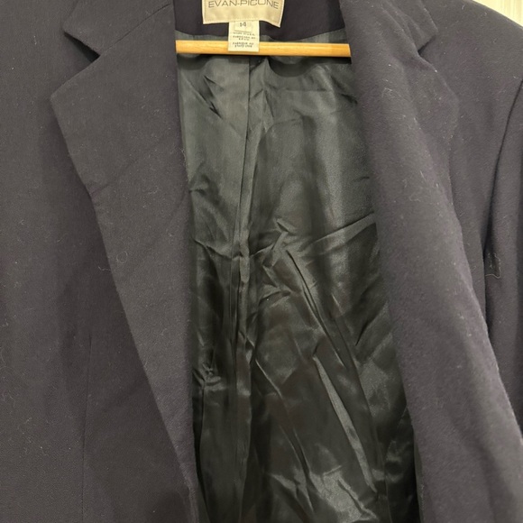 Vintage Evan Picone Women's Black Suit Jacket-Blazer 100% New Wool Size 14 90’s - Picture 5 of 10